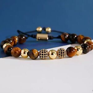 BROWN TIGER EYE 8mm BEAD BRACELET‎
